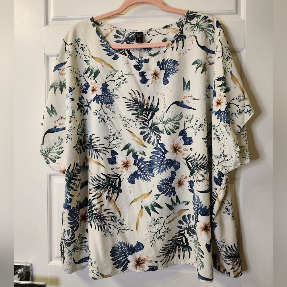 SHEIN Emory Rose 5XL Tropical‎ Floral Blouse Top